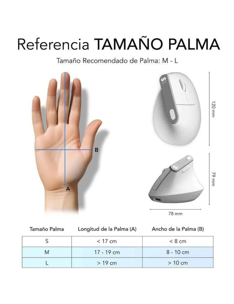 Ratón Vertical Inalámbrico por Bluetooth/ 2.4GHz Subblim Nature Vertical Ergo Dual Battery/ Batería Recargable/ Hasta 4000 DPI/ 