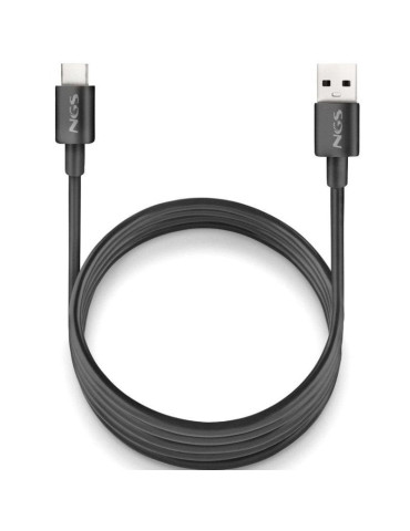 Cable USB 2.0 NGS ZYRO-AC/ USB Macho - USB Tipo-C Macho/ Hasta 15W/ 480Mbps/ 1m/ Negro