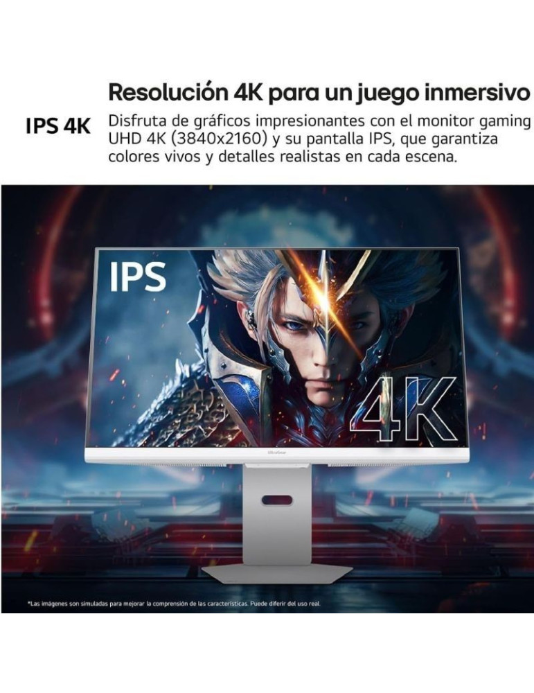 Smart Monitor Gaming LG UltraGear 32G810SA-W 32"/ 4K/ Multimedia/ 1ms/ 144Hz/ IPS/ Regulable en altura/ Smart TV/ Blanco