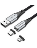 Cable de Carga Magnético USB Tipo-C con Adaptador MicroUSB Vention CQMHD/ MicroUSB Macho - USB Tipo-C Macho/ USB Macho/ Hasta 60