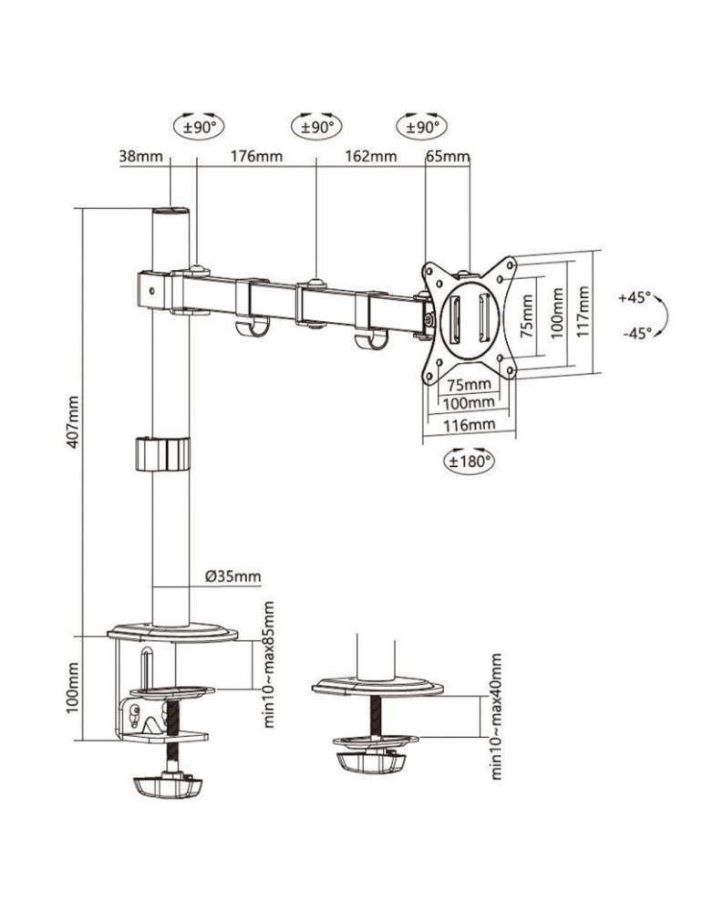 Soporte de Mesa para Monitor y TV Aisens DT32TSR-147/ Giratorio/ Inclinable/ hasta 9kg
