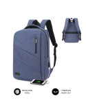 Mochila Subblim City Backpack para Portátiles hasta 15.6"/ Puerto USB/ Azul