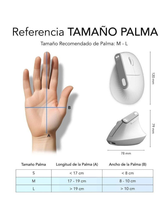 Ratón Vertical Inalámbrico por Bluetooth/ 2.4GHz Subblim Nature Vertical Ergo Dual Battery/ Batería Recargable/ Hasta 4000 DPI/ 