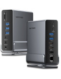 Docking USB Tipo-C Vention TPUH0/ 2xHDMI 4K/ 1xDisplayPort/ 3xUSB Tipo-C/ 5xUSB/ 1xRJ45/ 1xLector de Tarjetas/ 1xJack 3.5/ 1xUSB