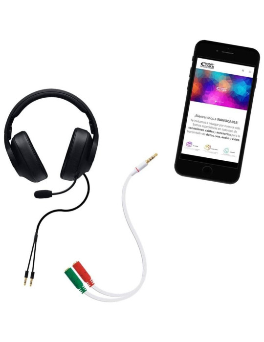 Cable Estéreo Nanocable 10.24.1201/ Jack 3.5 Macho - 2x Jack 3.5 Hembra/ 20cm/ Blanco