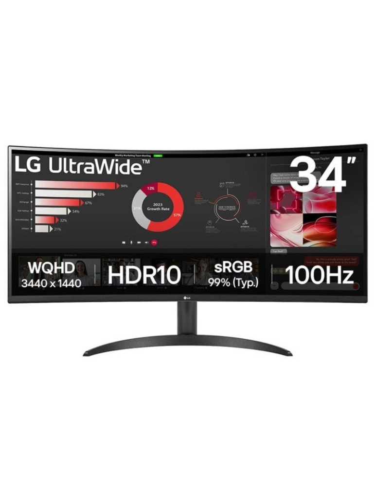 Monitor Profesional Ultrapanorámico Curvo LG 34WR50QK-B 34"/ WQHD/ Negro
