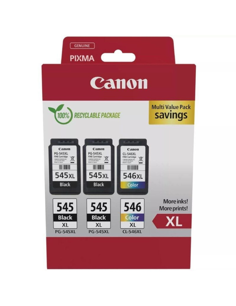 Cartucho de Tinta Original Canon PG-545XL + CL-546XL Multipack Alta Capacidad/ 2x Negro/ Tricolor