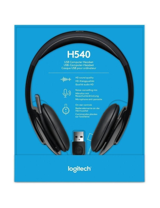 Auriculares Logitech H540/ con Micrófono/ USB/ Negros