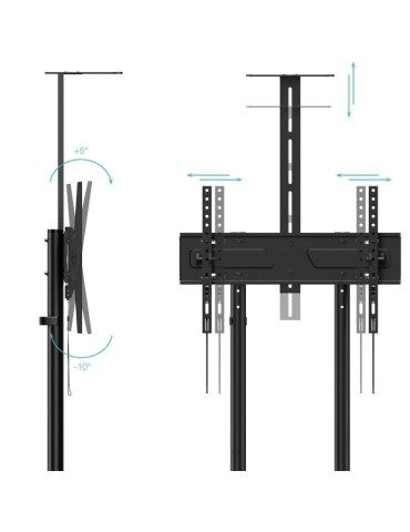 Soporte de Suelo Inclinable con Ruedas TooQ NEFERTITI FS1151M-B para TV de 37-70"/ hasta 70kg 2