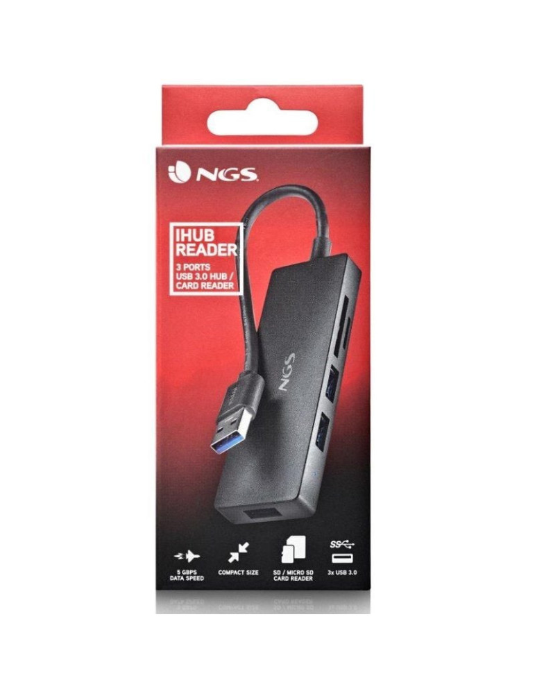 Hub USB NGS IHUB READER/ 3xUSB 3.0/ 1xLector de Tarjetas