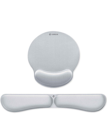 Pack de Reposamuñecas y Alfombrilla Ergonómica Subblim Ergo MemoryFlex/ Plateadas