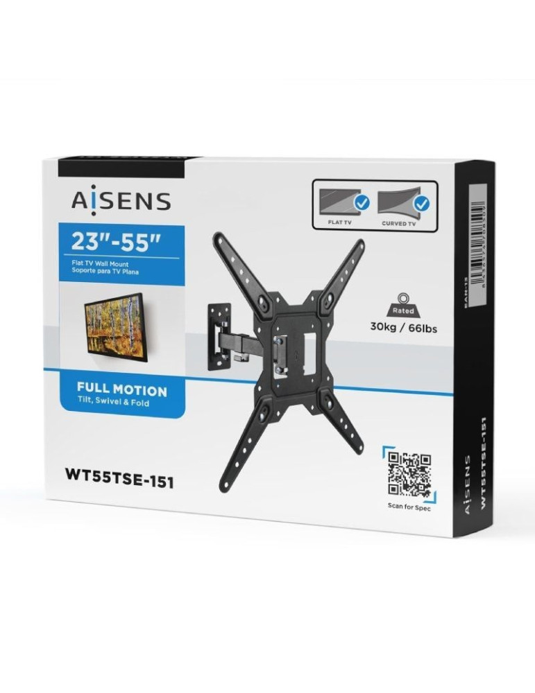 Soporte de Pared Extensible/ Giratorio/ Inclinable/ Aisens WT55TSE-151 para TV de 23-55"/ hasta 30kg