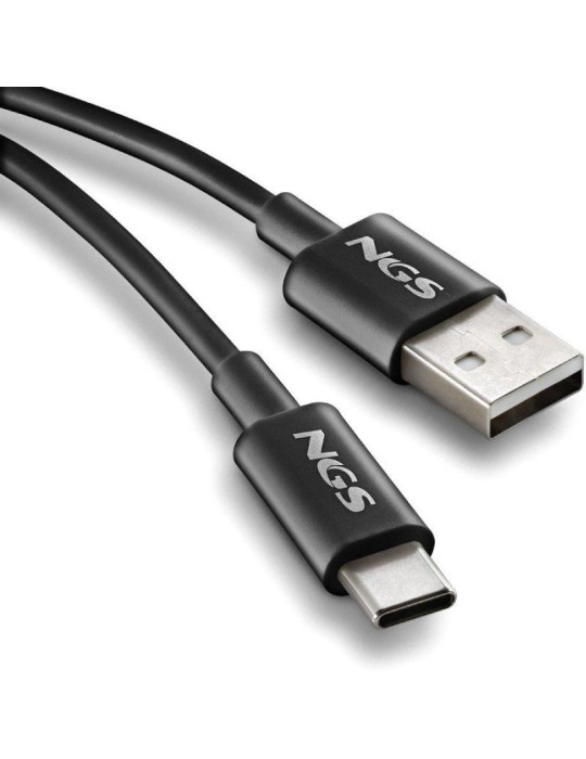 Cable USB 2.0 NGS ZYRO-AC/ USB Macho - USB Tipo-C Macho/ Hasta 15W/ 480Mbps/ 1m/ Negro