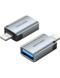 Adaptador OTG USB Vention CUCH0/ USB Hembra - Lightning Macho/ Azul