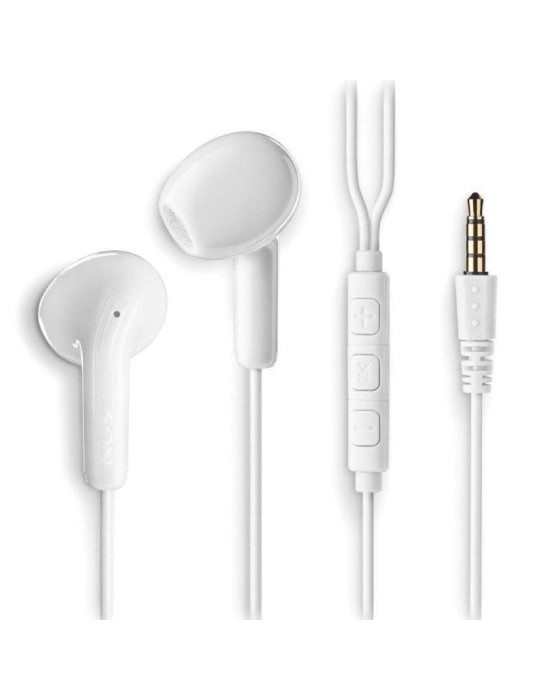 Auriculares Intrauditivos NGS Cross Flip/ con Micrófono/ Jack 3.5/ Blancos