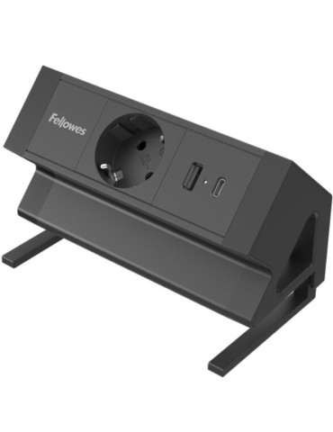 Regleta Sobremesa Fellowes 100137172/ 1 Tomas de corriente/ 1 USB - 1 USB Tipo-C/ Cable 2m/ Negra
