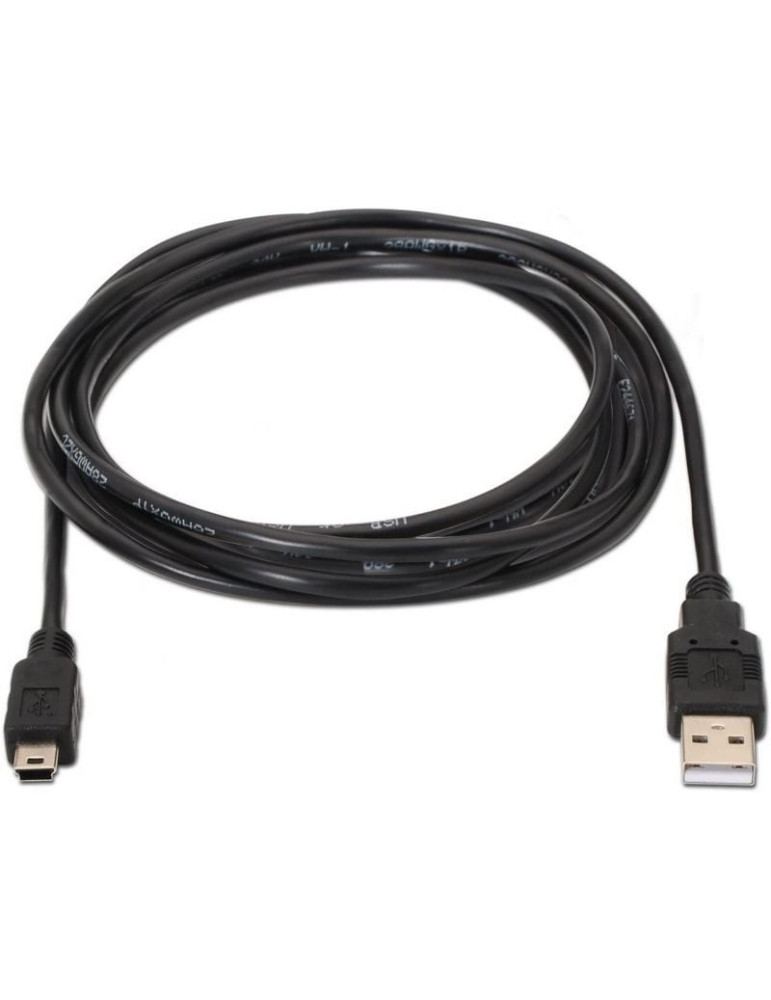 Cable USB 2.0 Aisens A101-0024/ USB Macho - MiniUSB Macho/ 1m/ Negro