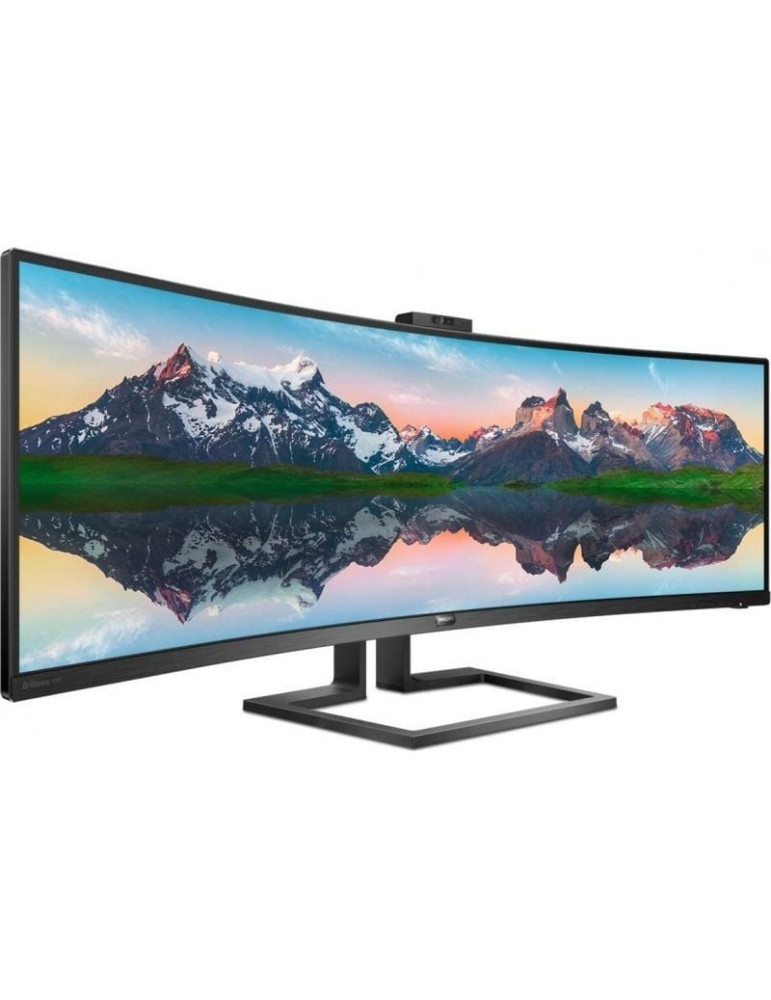 Monitor Profesional Ultrapanorámico Curvo Philips 499P9H 48.8"/ Dual QHD/ Webcam/ Multimedia/ Regulable en altura/ Negro
