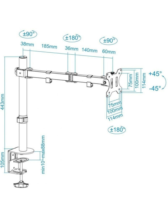 Soporte de Mesa para Monitor TooQ DB1032TN-B/ Giratorio/ Inclinable/ hasta 8kg