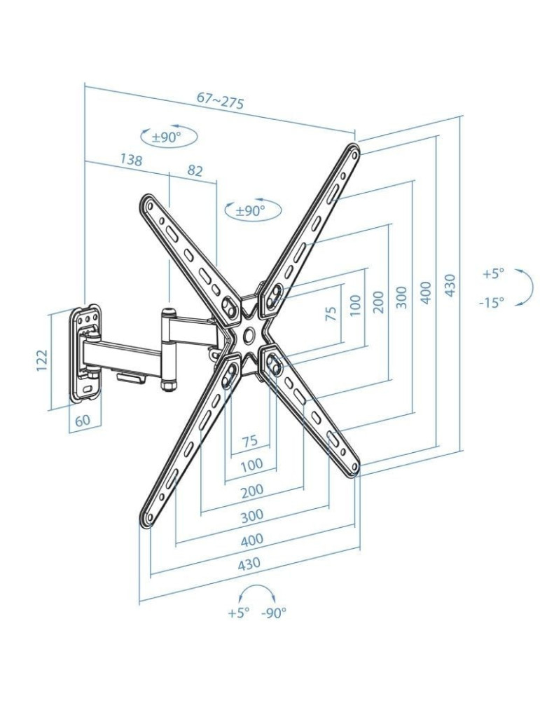 Soporte de Pared Extensible/ Giratorio/ Inclinable TooQ LP1356TN-B para TV de 13-55"/ hasta 25kg