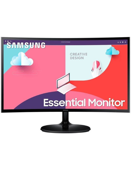 Monitor Profesional Curvo Samsung Essential Monitor S3 S24C360EAU/ 24"/ Full HD/ Negro