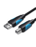 Cable USB 2.0 Impresora Vention VAS-A16-B200/ USB Tipo-B Macho - USB Macho/ 480Mbps/ 2m/ Negro