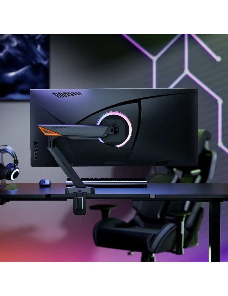 Soporte de Mesa Gaming para Monitor Aisens DT49TSRRGB-347/ Giratorio/ Inclinable/ hasta 16kg/ con Iluminación RGB
