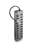 Hub USB NGS IHUB10/ 10xUSB 3.0/ Gris