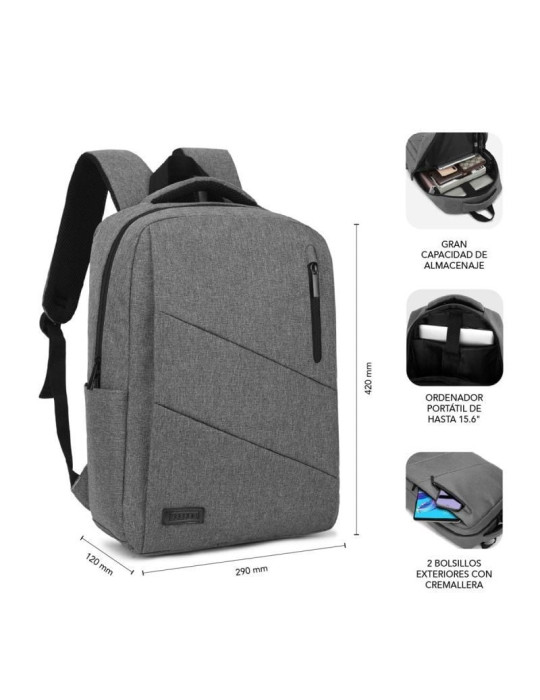 Mochila Subblim City Backpack para Portátiles hasta 15.6"/ Puerto USB/ Gris