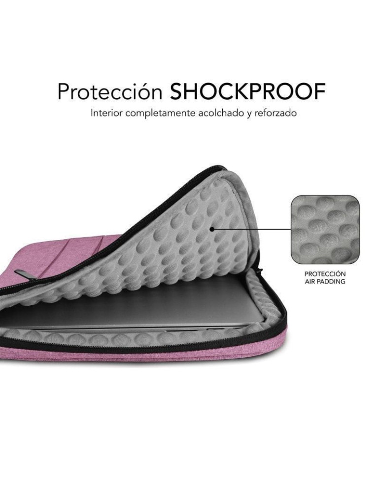 Funda Subblim Air Padding 360 Sleeve para Portátiles hasta 14"/ Rosa