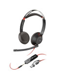 Auriculares Poly Blackwire 5220 USB-C + 3.5 mm + Adaptador USB-C/A/ con Micrófono/ Jack 3.5 - USB Tipo-C/ Bulk/ Negros