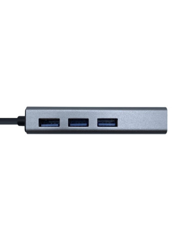 Hub USB Tipo-C Aisens A109-0396/ 3xUSB/ 1xRJ45/ Gris 2