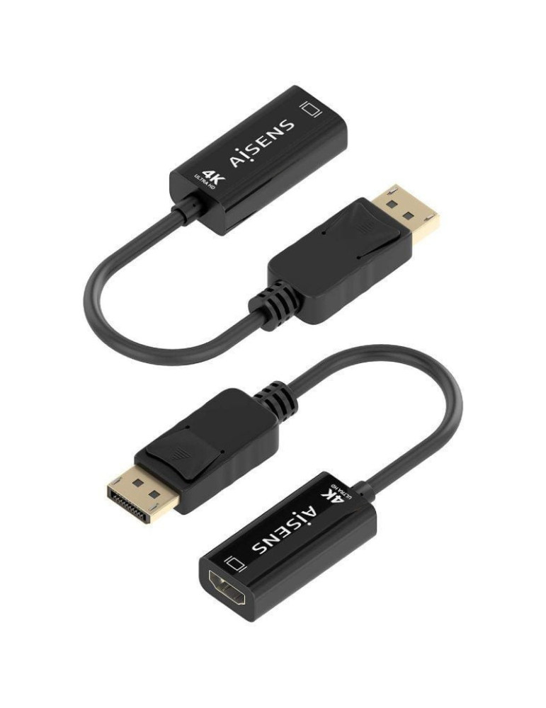 Conversor Aisens A125-0905/ DisplayPort Macho - HDMI Hembra/ 15cm/ Negro