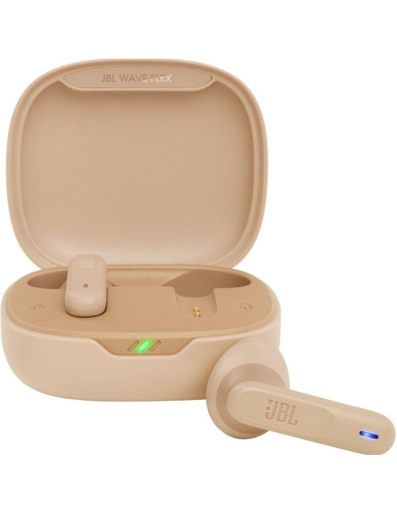 Auriculares Bluetooth JBL Wave Flex con estuche de carga/ Autonomía 8h/ Beige