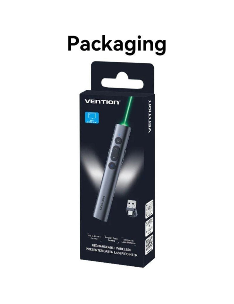 Presentador Inalámbrico por Bluetooth Vention KQJH0/ 2.4GHz/ Gris