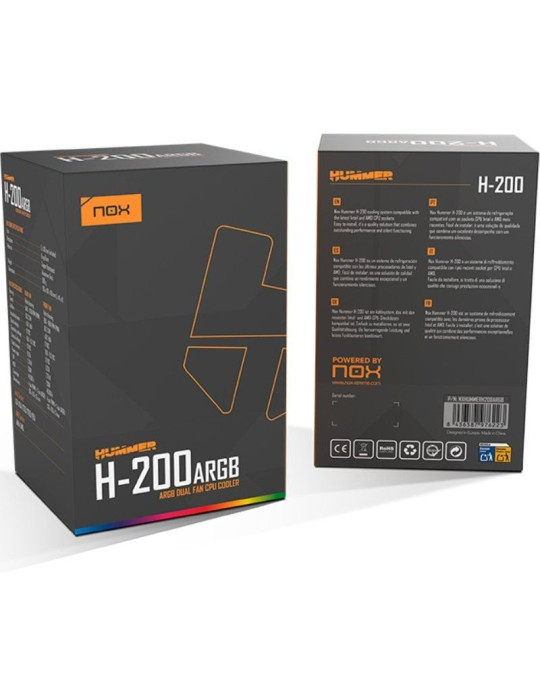 Ventilador con Disipador Nox H-200 ARGB/ 13cm