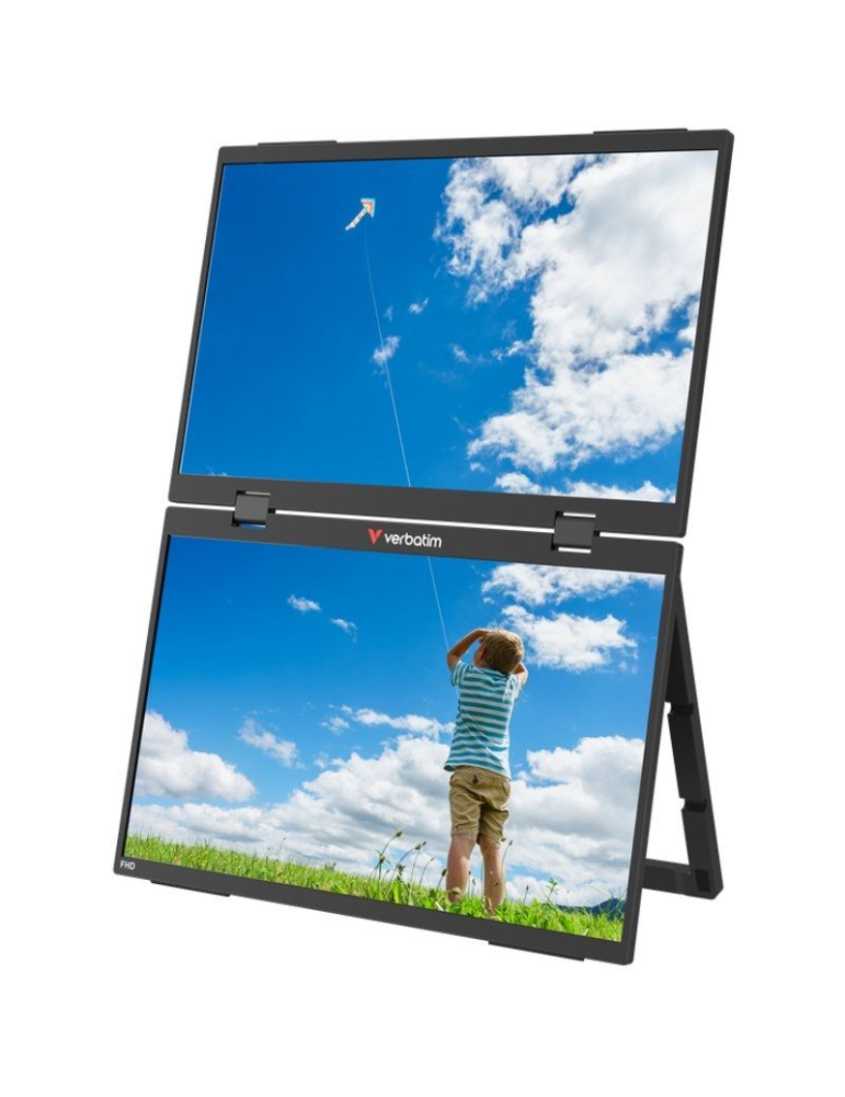 Monitor Portátil Táctil Verbatim Duo Essentials 15.6" + 15.6"/ Full HD/ Multimedia/ Negro