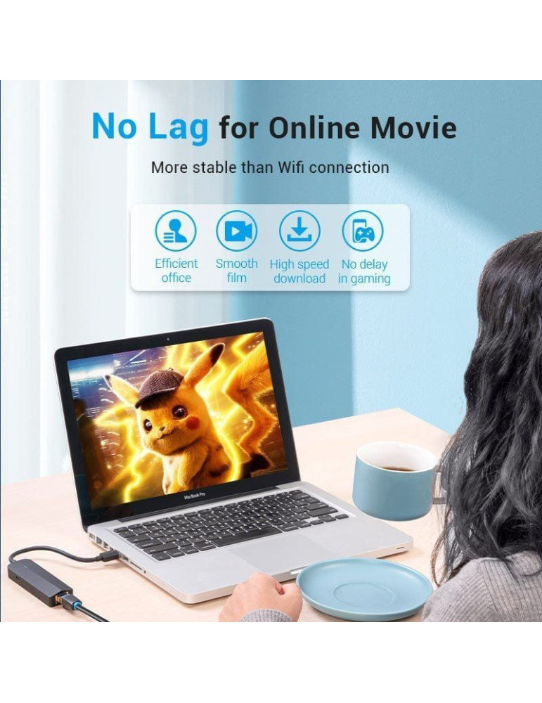 Hub USB 3.0 Vention CHNBB/ RJ45/ 3xUSB/ 1xMicroUSB PD