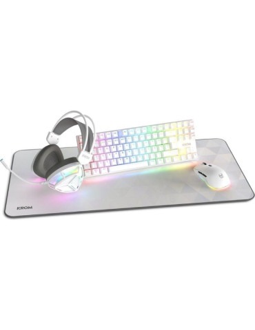 Pack Gaming Krom Klass/ Teclado RGB + Ratón Óptico RGB + Alfombrilla + Auriculares RGB