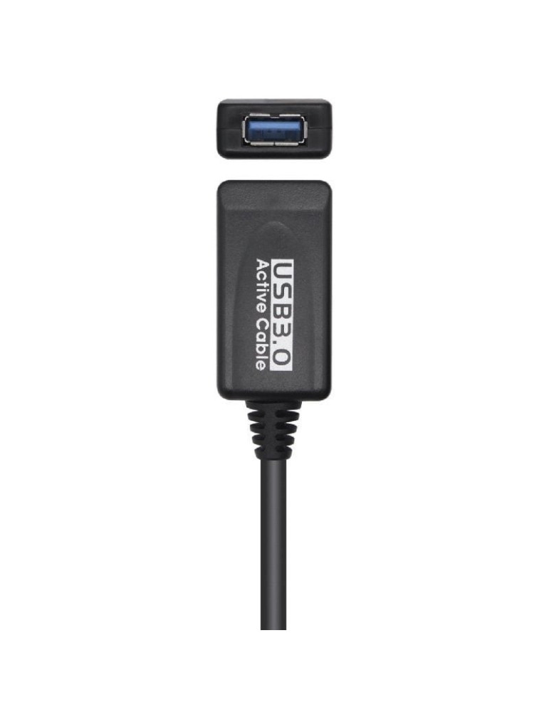 Cable Alargador USB 3.0 con Amplificador Aisens A105-0525/ USB Macho - USB Hembra/ Hasta 9W/ 625Mbps/ 5m/ Negro