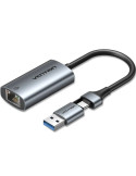 Adaptador USB/USB Tipo-C - RJ45 Vention CFQHB/ 1000Mbps