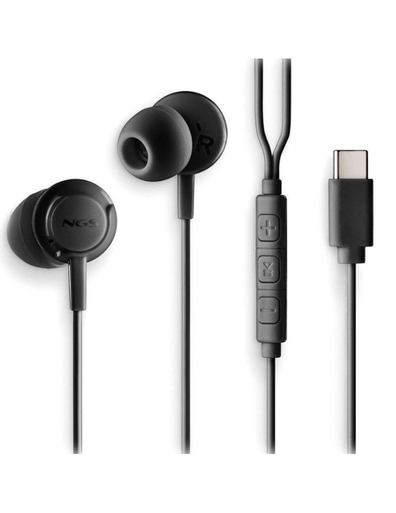 Auriculares Intrauditivos NGS Cross Step/ con Micrófono/ USB Tipo-C/ Negros