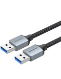Cable USB 3.0 Vention CTSHF/ USB Macho - USB Macho/ 5Gbps/ 1m/ Negro