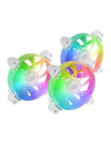 Pack 3 Ventiladores Mars Gaming MF-3A/ 12cm/ ARGB/ Blanco 2