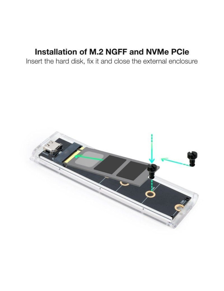Caja Externa para Disco SSD M.2 NVMe TooQ TQE-2200/ USB 3.1 Gen2/ Sin tornillos