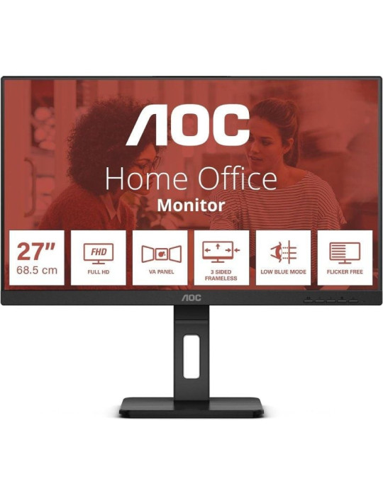 Monitor Profesional AOC 27E3QAF 27"/ Full HD/ Multimedia/ Regulable en altura/ Negro