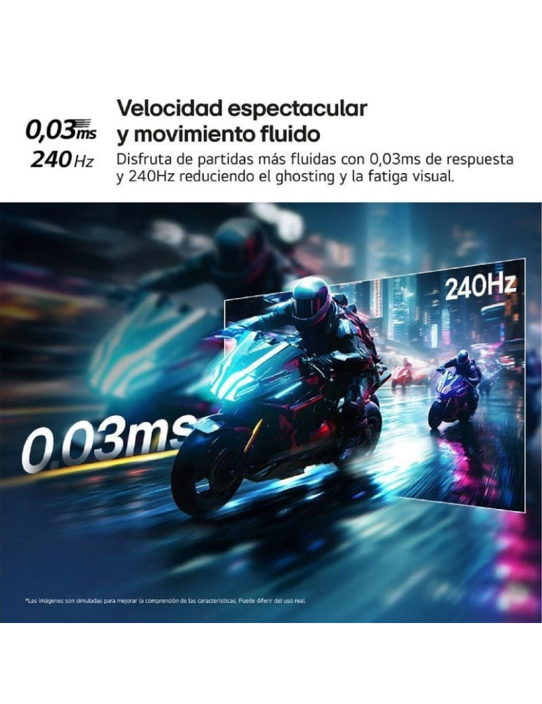 Monitor Gaming LG UltraGear 27GX704A-B 27"/ QHD/ 0.03ms/ 240Hz/ OLED/ Regulable en altura/ Negro