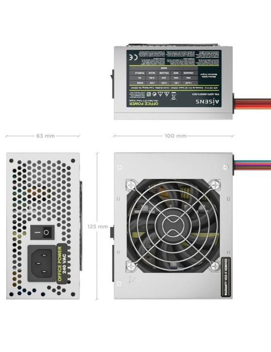 Fuente de Alimentación SFX Aisens ASPC-500SFX-SEO/ 500W/ Ventilador 8cm