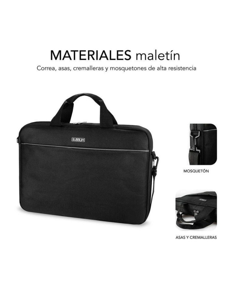 Maletín + Ratón Inalámbrico Subblim Select Pack para Portátiles hasta 15.6"/ Cinta para Trolley/ Negro