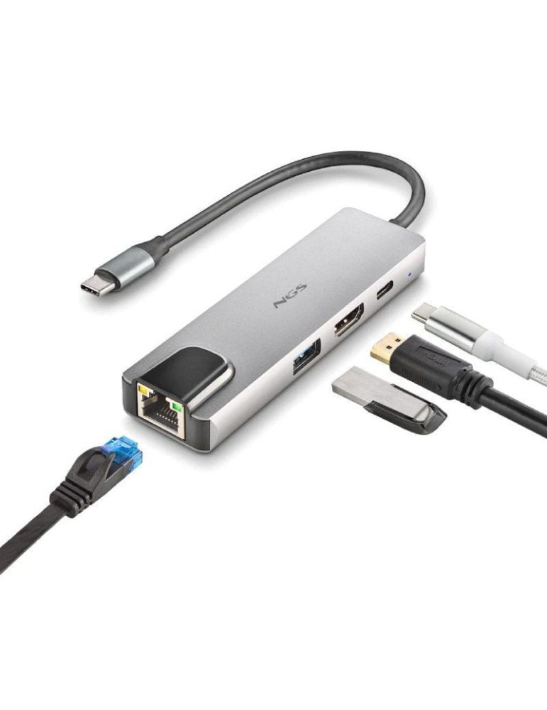 Docking USB Tipo-C NGS WonderDock Supra/ 1xUSB/ 1xUSB Tipo-C DP/ 1xHDMI 4K/ 1xRJ45/ Gris